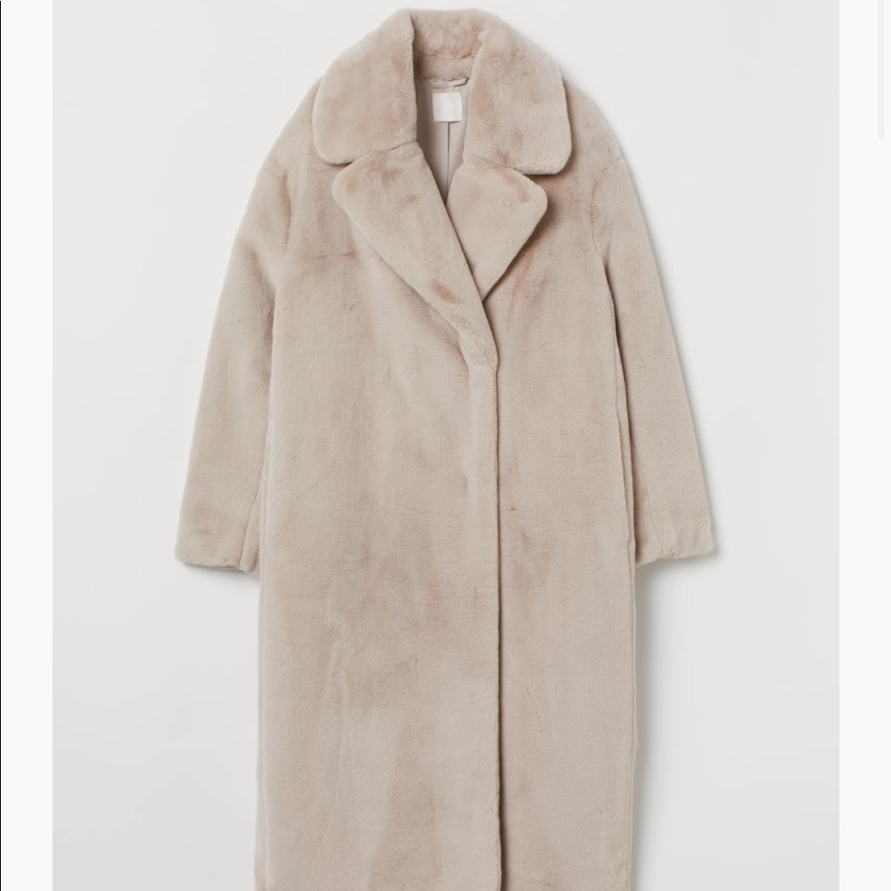 H&M beige faux fur coat